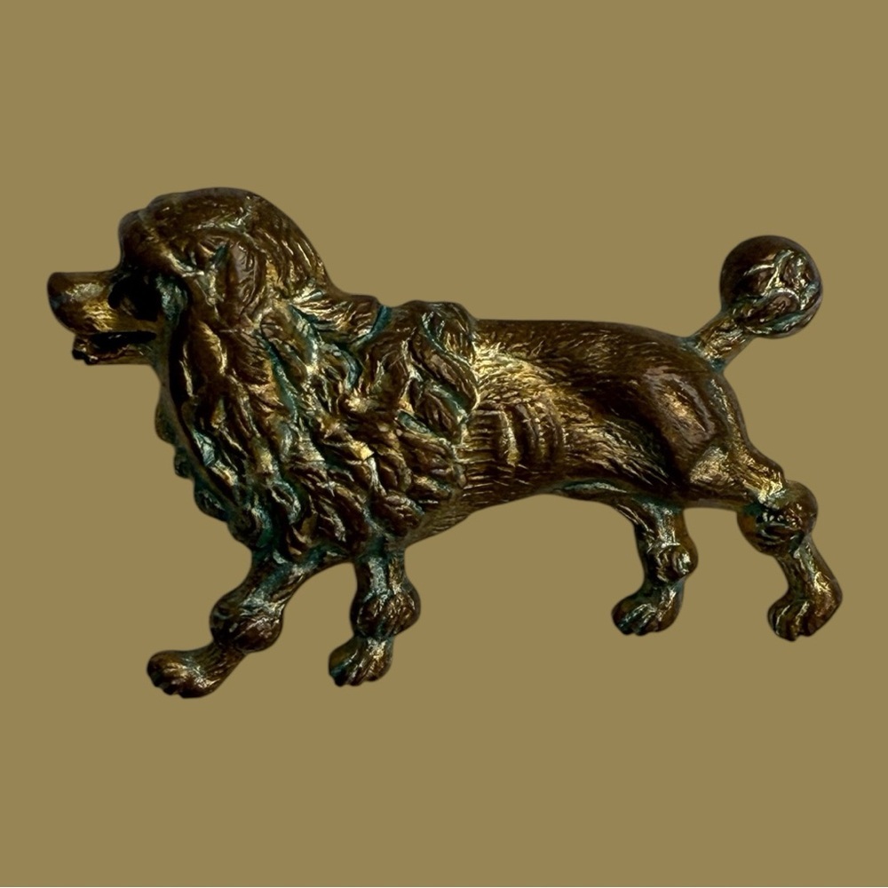 Antique Victorian Standard Poodle Brooch Pin Dog C Clasp Vintage RARE